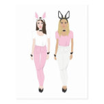 Girl character bunnies post card