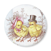 Girl Chick, Boy Chick & Easter Lilies Magnet