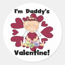 Girl Cupid Daddy's Valentine Tshirts Round Sticker