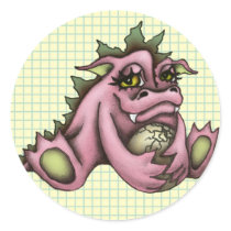 Girl dragon round stickers