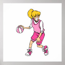 Girl dribbles posters