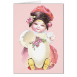 Girl, Egg and Roses Vintage Easter Card