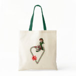 Girl Elf Candy Canes Christmas Holiday Tote Bag