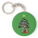 Girl Elf Christmas Tree Holiday Keychain
