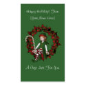 Girl Elf Wreath Christmas Holiday Gift Card Tag business cards