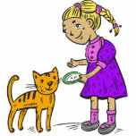 Girl Feeding Cat photo sculptures