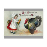 Girl Feeds Corn to Turkey Vintage Thanksgiving postcards