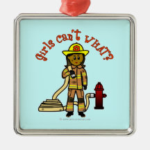 Girl Firefighter Christmas Ornaments