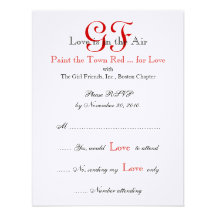 Girl Friends Night Out RSVP Cards Red Announcements