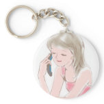 girl gabbing on the cell-phone keychains