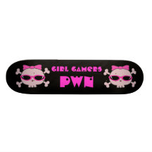 Girl Gamers pwn Skulls With Sunglasses Skate Board Deck