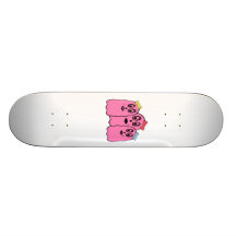 Girl ghosts in pink with bows skateboard