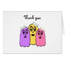 Girl ghosts in violet yellow and pink greeting card