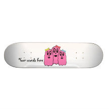 Girl ghosts with bows in pink custom skateboard