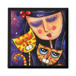 Girl & Ginger Cats - Magnet