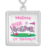 Girl Golfer In Training Personalised Necklace