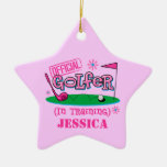 Girl Golfer In Training Personalised Ornament