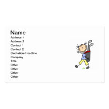 Girl Golfer With Bag and Clubs Business Card Template