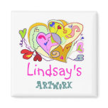 Girl Hearts Personalised Artwork Magnet