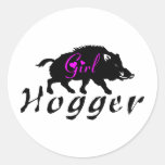 GIRL HOG HUNTING ROUND STICKERS