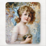 Girl holding a nest mousepads