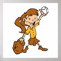 girl holding softball posters