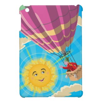 Girl in a balloon greeting a happy sun iPad mini case