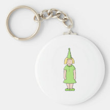 Girl in a Green Birthday Outfit. Key Chain