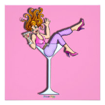 GIRL IN A MARTINI GLASS (Red) PARTY INVITATION