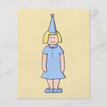 Girl in a pale blue birthday party outfit. personalized flyer