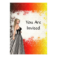 Girl in a silver gray dress custom invites