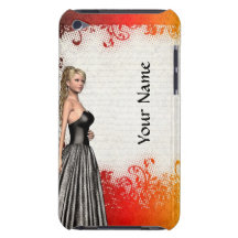 Girl in a silver gray dress iPod touch cases