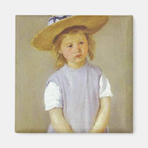Girl in A Straw Hat, Mary Cassatt Fridge Magnet