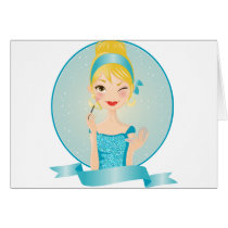 Girl in blue cards