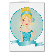Girl in blue cards