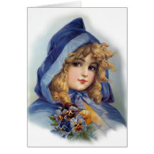 Girl in Blue Hood Card