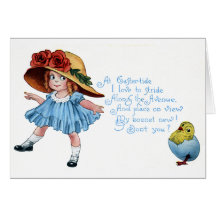 Girl in Bonnet & Blue Dress Vintage Easter Greeting Cards