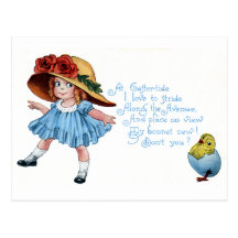 Girl in Bonnet & Blue Dress Vintage Easter Post Cards