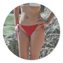 Girl in Boracay Round Stickers