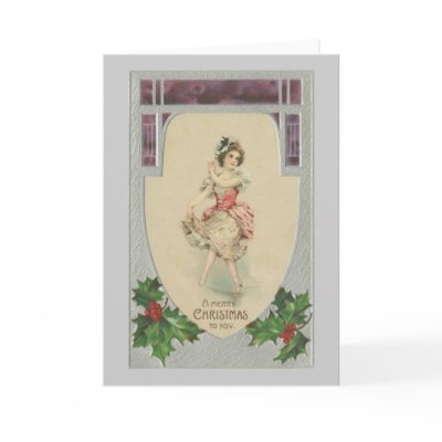 Girl in Flowery Dress Christmas Card by merleon