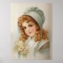 Girl in Green Bonnet Print