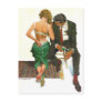 Girl in Green Dress Undressing Next to Her Man Postcard