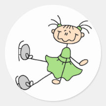 Girl In Green Ice Skater Sticker