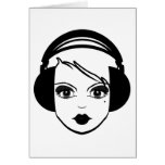 Girl in Headphones Greeting Card