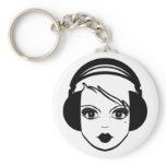 Girl in Headphones Keychain