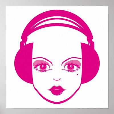 Earphones on Girl In Headphones Print By Markmurphycreative