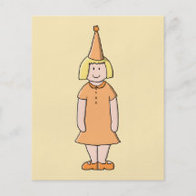 Girl in Orange Dress and Birthday Party Hat. Flyer