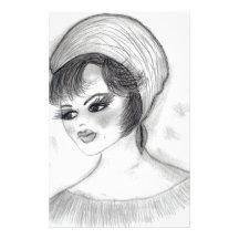 Girl in Pillbox Hat Stationery Paper