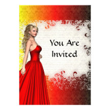 Girl in red dress custom announcements