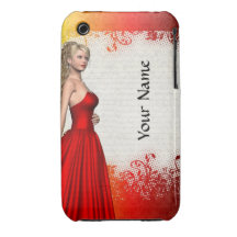 Girl in red dress iPhone 3 case